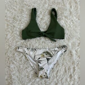 Green/Tropical Bikini Set Size Small